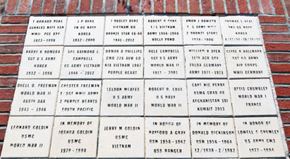 Veterans Memorial Park Brick Program display